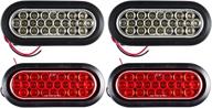 🚛 [all star truck parts] set of 4 oval 24 led trailer tail lights - 2 red, 2 white [dot certified] [includes grommets & plugs] [ip67 waterproof] - stop brake turn reverse back up lights for trailers, rvs, trucks logo