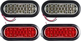 img 4 attached to 🚛 [ALL STAR TRUCK PARTS] Set of 4 Oval 24 LED Trailer Tail Lights - 2 Red, 2 White [DOT Certified] [Includes Grommets & Plugs] [IP67 Waterproof] - Stop Brake Turn Reverse Back Up Lights for Trailers, RVs, Trucks