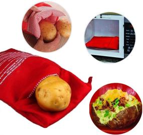 img 1 attached to 🥔 2 Pack of Reusable Microwave Cooker Bag Baked Pouch Potato Bag, Red by OBTANIM: Easy and Efficient Microwave Potato Cooking