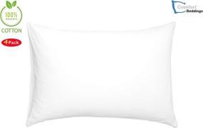 img 3 attached to 🛏️ Premium Comfort Beddings Set: 4 White Organic Cotton Pillow Cases | 800 Thread Count Standard Pillowcase Covers, 20 x 26 inch