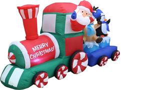 img 3 attached to 7-Foot Christmas Inflatable: Santa Claus, Reindeer, and Penguin on Train with Lighted LED Lights - Indoor/Outdoor Garden Yard Decoration for Home, Party, and Photos