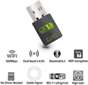 img 3 attached to 📶 High-Speed USB WiFi Bluetooth Adapter: 600Mbps Dual Band 2.4/5GHz Mini Dongle for PC/Laptop/Desktop – Reliable Wireless Network External Receiver