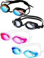 🏊 high quality 4 pairs triathlon swim goggles for ultimate performance: anti-fog, shatterproof, uv protection, assorted colors logo