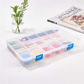 img 2 attached to 🔲 BENECREAT 4-Pack 18 Grids Transparent Plastic Storage Box: Perfect Organizer for Jewelry, Beads, Tools, Crafts, and Small Items - 9.4x5.7x1.18 Inch