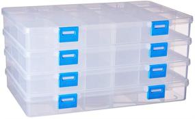 img 4 attached to 🔲 BENECREAT 4-Pack 18 Grids Transparent Plastic Storage Box: Perfect Organizer for Jewelry, Beads, Tools, Crafts, and Small Items - 9.4x5.7x1.18 Inch