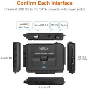 img 1 attached to 🔌 WEme USB 3.0 to SATA IDE Adapter: Universal Hard Drive Disk Converter for HDD SSD and IDE HDD, Supports 12TB with One-Touch Backup. Includes 12V 2A Power Adapter and USB 3.0 Cable for Laptops