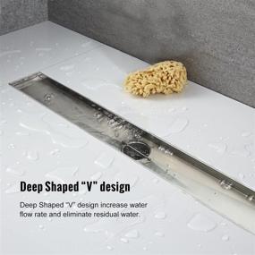 img 1 attached to 🚿 36-inch Linear Shower Drain with Tile Insert - 2-in-1 Panel, Brushed Stainless Steel - Hair Strainer, Adjustment Feet Included