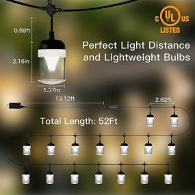 img 2 attached to 🏡 52-Foot Outdoor LED String Lights with 16 Dimmable Bulbs - Ideal for Yard, Garden, Halloween, and Christmas Decorations - Similar to Edison Lights on Standard Commercial Strand