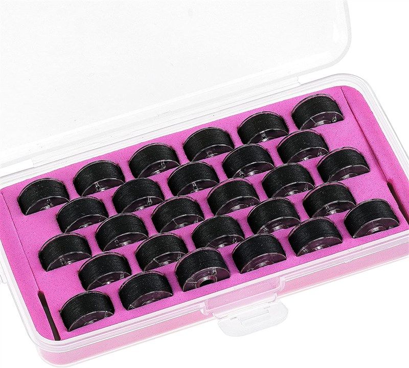 new brothread 28pcs black 60s/2 (90wt) prewound bobbin thread plastic size a sa156 for embroidery and sewing machines diy embroidery thread sewing thread 로고