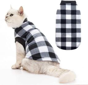 img 4 attached to EXPAWLORER Plaid Dog Hoodie Cat Sweatshirt Warm Fleece Soft Vest for Cats, Puppies, and Small Animals