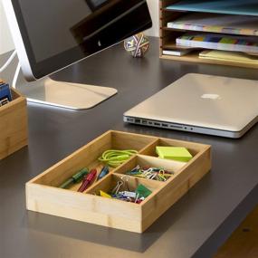 img 2 attached to 🎋 Bamboo Wood Organizer Tray: Lipper International 824 - 4 Compartments, 11.6" x 7.8" x 1.7