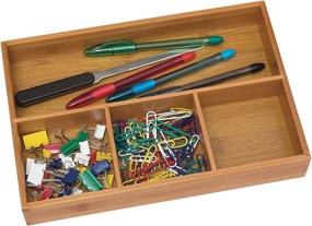 img 3 attached to 🎋 Bamboo Wood Organizer Tray: Lipper International 824 - 4 Compartments, 11.6" x 7.8" x 1.7