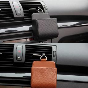 img 2 attached to 🚗 Enhanced Car Air Vent Organizer Case: Maximize Storage Space with Double Hook and Multiple Compartments