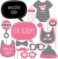 👶 baby girl - baby shower photo booth props kit - 20 count by big dot of happiness logo