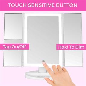 img 3 attached to 💡 Ultimate Trifold Vanity Mirror with Bright LED Lights, Touch Screen Dimming, and Portable Design - Enhanced Makeup Mirror with 1x 2x 3x Magnification - Perfect Vanity Mirror with Lights