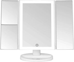 img 4 attached to 💡 Ultimate Trifold Vanity Mirror with Bright LED Lights, Touch Screen Dimming, and Portable Design - Enhanced Makeup Mirror with 1x 2x 3x Magnification - Perfect Vanity Mirror with Lights