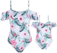 cadocado mother-daughter matching off shoulder swimsuit with ruffle detail - women's swimwear & kids' toddler bikini bathing suit logo