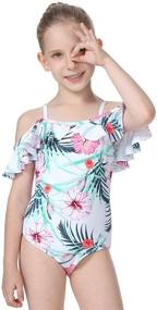 img 2 attached to Cadocado Mother-Daughter Matching Off Shoulder Swimsuit with Ruffle Detail - Women's Swimwear & Kids' Toddler Bikini Bathing Suit