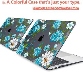 img 1 attached to 🌸 Stylish Blue Peony Floral Case for MacBook Pro 13" with Touch Bar & Touch ID: Complete Protection for 2020 Release Model A2338 M1 A2251 A2289