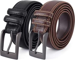 img 4 attached to ✨ High-Quality Authentic Leather Belts: Timeless Accessories for Professional Men