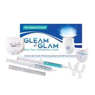 gleam & glam teeth whitening kit - led light, 36% carbamide peroxide gel, trays, case, travel pouch, and whitening pen! professional tooth whitener with improved seo. logo