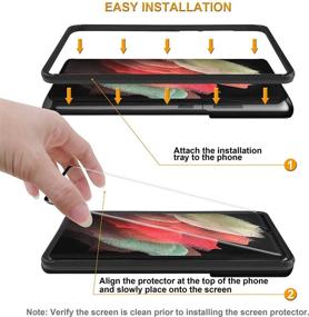 img 3 attached to Защитное стекло Supershieldz (2 шт.) для Samsung Galaxy S21 Ultra 5G с лёгкой установочной подложкой, полное покрытие 3D изогнутого стекла, антицарапающая, без пузырей - черное