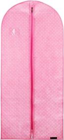 img 3 attached to 👗 HANGERWORLD Breathable Zipped Garment Dress Suit Cover Clothes Bag Protector - Pink with Polka Dot Design, 45 inches