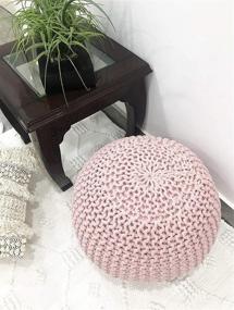 img 1 attached to Stylish Fernish Decor Round Pouf Ottoman: Hand Knitted Cotton Footrest for Bedroom or Living Room