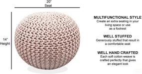 img 3 attached to Stylish Fernish Decor Round Pouf Ottoman: Hand Knitted Cotton Footrest for Bedroom or Living Room