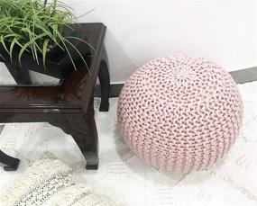 img 2 attached to Stylish Fernish Decor Round Pouf Ottoman: Hand Knitted Cotton Footrest for Bedroom or Living Room