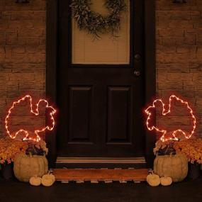 img 2 attached to 🦃 Thanksgiving Turkey Window Lights: Metal Silhouette Decoration with 42 LEDs, Remote Timer, and USB Operated Yellow and Orange Hanging Lights - 12'' Wall Door Party Decor