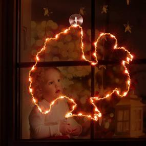 img 3 attached to 🦃 Thanksgiving Turkey Window Lights: Metal Silhouette Decoration with 42 LEDs, Remote Timer, and USB Operated Yellow and Orange Hanging Lights - 12'' Wall Door Party Decor