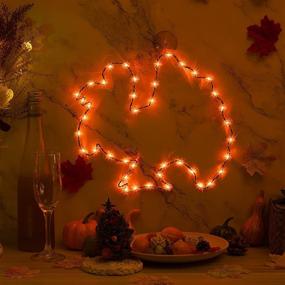 img 1 attached to 🦃 Thanksgiving Turkey Window Lights: Metal Silhouette Decoration with 42 LEDs, Remote Timer, and USB Operated Yellow and Orange Hanging Lights - 12'' Wall Door Party Decor