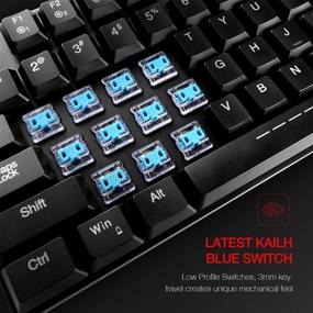 img 3 attached to Игровая клавиатура с подсветкой RGB и проводным соединением HAVIT с последними низкопрофильными синими переключателями Kailh - механическая клавиатура HV-KB395L (черная)