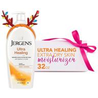 🔆 jergens ultra healing dry skin moisturizer, body & hand lotion for quick absorption into extra dry skin, 32 oz, with hydralucence blend, vitamins c, e, and b5 logo