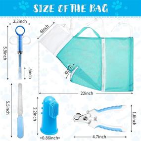 img 2 attached to 🐱 Cat Bathing Bag Kit - Shower Net Bag, Grooming Bag, Nail Clipper, Nail File, Finger Toothbrush, Liquid Feeder - Perfect for Bathing, Nail Trimming, and Feeding Your Pet Cat