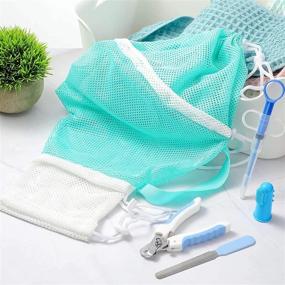 img 3 attached to 🐱 Cat Bathing Bag Kit - Shower Net Bag, Grooming Bag, Nail Clipper, Nail File, Finger Toothbrush, Liquid Feeder - Perfect for Bathing, Nail Trimming, and Feeding Your Pet Cat