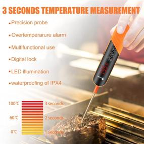 img 3 attached to 🌡️ LIHTUN Meat Thermometer Instant Read: Magnet, Calibration, and Foldable Probe for BBQ, Deep Fry, Roast Turkey - LED Touchscreen Food Thermometer (Yellow)