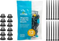 🔌 hatsbi 12-pack multipurpose magnetic cable zip tie mounts with neodymium magnets - black. includes 12 black cable zip ties. ideal cable holder for effective cable management. compatible with standard zip ties/cable ties. logo