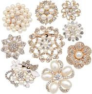 💎 elegant set of 9 rose gold-tone rhinestone brooches with big pearl crystals for wedding bouquets - eglomart lot logo