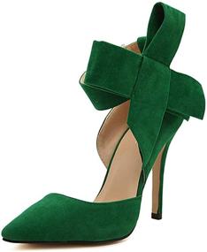 img 1 attached to 👠 Chic Women's Pointy Suede Stiletto Shoes and Pumps with a Stylish Bowknot