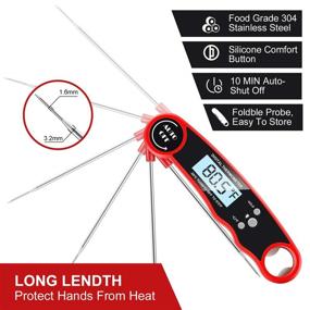 img 2 attached to 🌡️ Ultra Fast Waterproof Instant Read Meat Thermometer with Probe – Ideal for Cooking, BBQ, Smoker, Oil and Grill