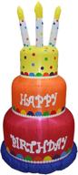 6ft tall happy birthday cake inflatable: lighted blowup party decoration for indoor & outdoor celebrations logo