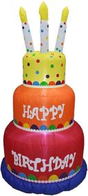 img 4 attached to 6ft Tall Happy Birthday Cake Inflatable: Lighted Blowup Party Decoration for Indoor & Outdoor Celebrations