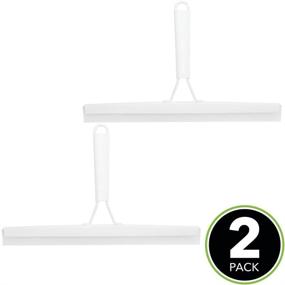 img 3 attached to 🚿 mDesign Metal Bathroom Shower Squeegee Set - 2 Pack White – For Shower Door, Windows & Mirrors – Includes Hanging Hook & Suction Cup