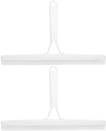 🚿 mdesign metal bathroom shower squeegee set - 2 pack white – for shower door, windows & mirrors – includes hanging hook & suction cup logo