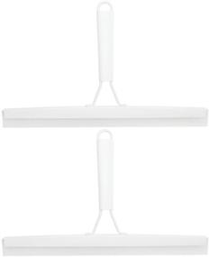 img 4 attached to 🚿 mDesign Metal Bathroom Shower Squeegee Set - 2 Pack White – For Shower Door, Windows & Mirrors – Includes Hanging Hook & Suction Cup