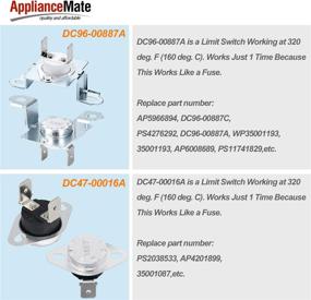 img 1 attached to 🔧 High-Quality Replacement Parts for Samsung Dryer: DC47-00019A Heating Element, DC96-00887A/DC47-00016A Thermal Fuse, DC32-00007A Thermistor, and DC47-00018A