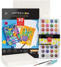 img 4 attached to 🎨 Arteza Kids Watercolor Painting Set - Watercolor Paint 36 and Foldable Canvas Paper Bundle - DIY Painting Kit - Art Supplies for Kids and Adults