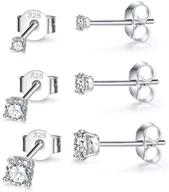 hypoallergenic sterling silver cz stud earrings set – masop 2-8mm round cut simulated diamond cartilage studs in 14k white gold plating for women, men, & girls logo